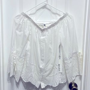 Boho style button eyelet blouse